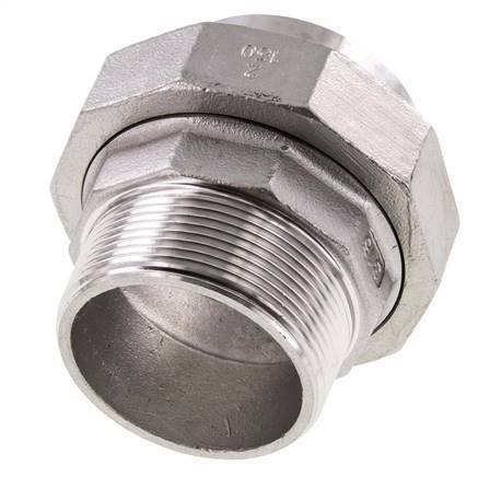 Union Straight Connector R2'' Male x 60.3mm Weld End Stainless Steel Flat Seal PTFE 16bar (224.8psi)