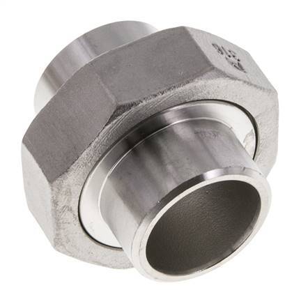 Union Straight Connector 33.7mm Weld End Stainless Steel Conical Seal 16bar (224.8psi)