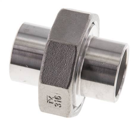 Union Straight Connector 26.9mm Weld End Stainless Steel Conical Seal 16bar (224.8psi)