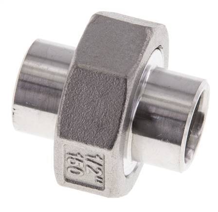 Union Straight Connector 21.3mm Weld End Stainless Steel Conical Seal 16bar (224.8psi)