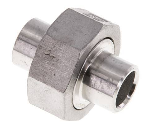 Union Straight Connector 17.2mm Weld End Stainless Steel Conical Seal 16bar (224.8psi)