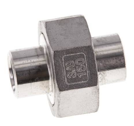 Union Straight Connector 17.2mm Weld End Stainless Steel Conical Seal 16bar (224.8psi)