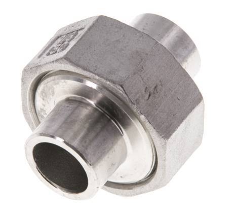 Union Straight Connector 17.2mm Weld End Stainless Steel Conical Seal 16bar (224.8psi)