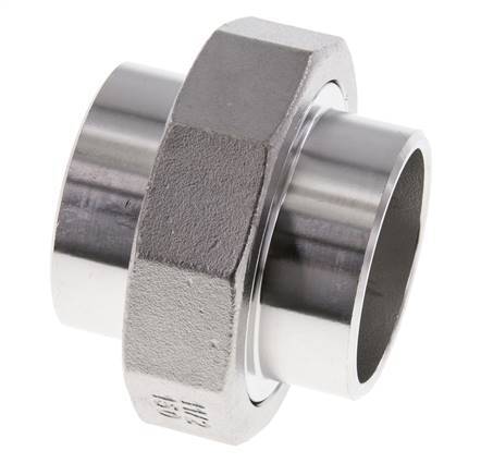 Union Straight Connector 48.3mm Weld End Stainless Steel Flat Seal PTFE 16bar (224.8psi)