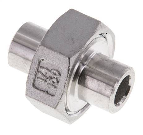 Union Straight Connector 13.5mm Weld End Stainless Steel Flat Seal PTFE 16bar (224.8psi)