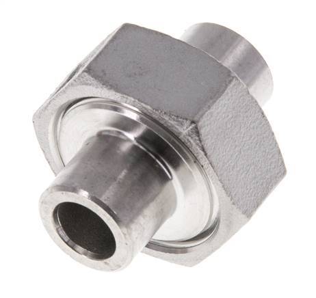 Union Straight Connector 13.5mm Weld End Stainless Steel Flat Seal PTFE 16bar (224.8psi)