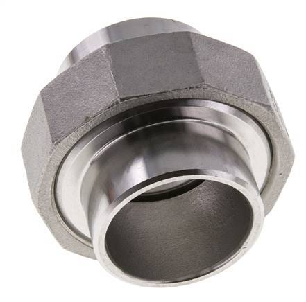 Union Straight Connector 42.4mm Weld End Stainless Steel Flat Seal PTFE 16bar (224.8psi)