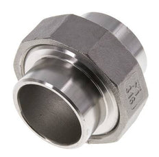 Union Straight Connector 42.4mm Weld End Stainless Steel Flat Seal PTFE 16bar (224.8psi)