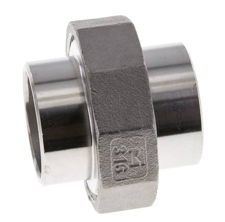 Union Straight Connector 42.4mm Weld End Stainless Steel Flat Seal PTFE 16bar (224.8psi)