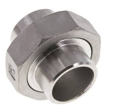 Union Straight Connector 33.7mm Weld End Stainless Steel Flat Seal PTFE 16bar (224.8psi)