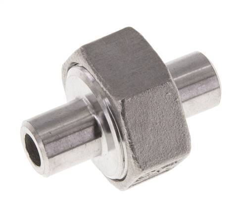 Union Straight Connector 10.2mm Weld End Stainless Steel Flat Seal PTFE 16bar (224.8psi)