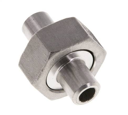 Union Straight Connector 10.2mm Weld End Stainless Steel Flat Seal PTFE 16bar (224.8psi)