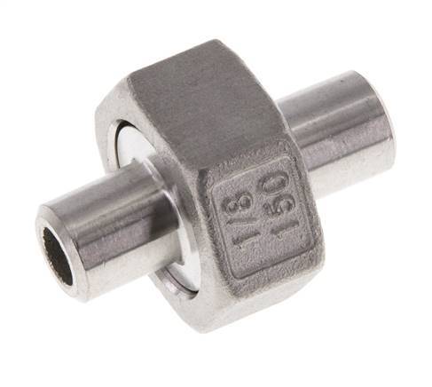 Union Straight Connector 10.2mm Weld End Stainless Steel Flat Seal PTFE 16bar (224.8psi)