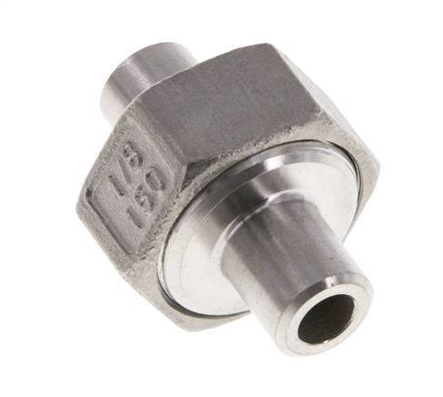 Union Straight Connector 10.2mm Weld End Stainless Steel Flat Seal PTFE 16bar (224.8psi)
