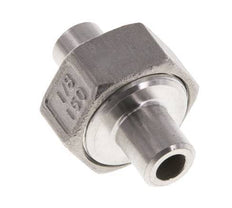 Union Straight Connector 10.2mm Weld End Stainless Steel Flat Seal PTFE 16bar (224.8psi)