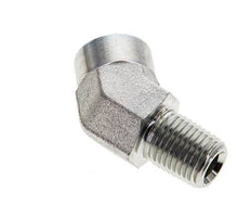 45deg Angled Fitting 1/4'' NPT Male x Female Steel 275bar (3863.75psi)