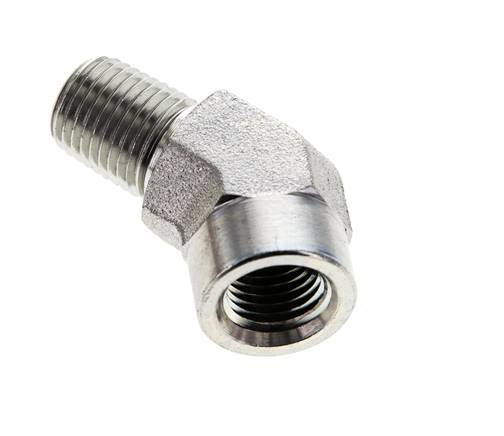 45deg Angled Fitting 1/4'' NPT Male x Female Steel 275bar (3863.75psi)