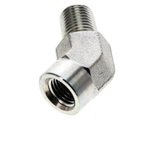 45deg Angled Fitting 1/4'' NPT Male x Female Steel 275bar (3863.75psi)