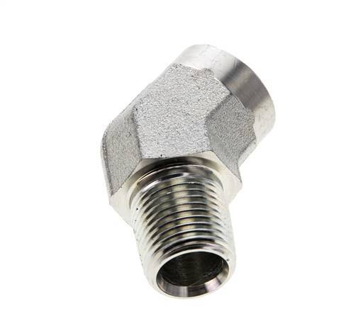 45deg Angled Fitting 1/2'' NPT Male x Female Steel 210bar (2950.5psi)