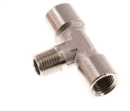 Tee Fitting G1/4'' Female x R1/4'' Male Nickel-plated Brass 16bar (224.8psi) [2 Pieces]