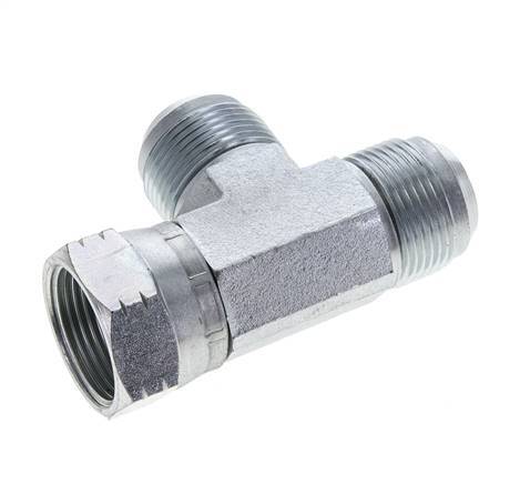 JIC Tee Fitting UN 1-5/16''-12 Female x Male Steel 250bar (3512.5psi)