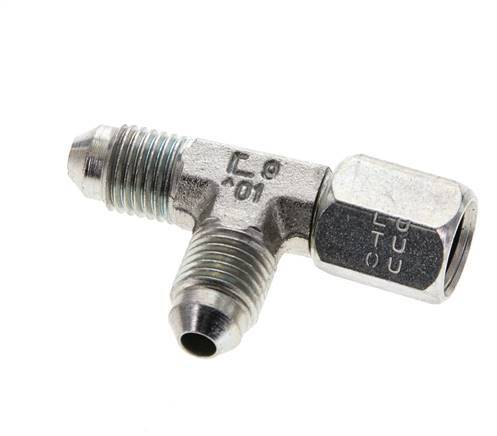 JIC Tee Fitting UNF 7/16''-20 Female x Male Steel 350bar (4917.5psi)