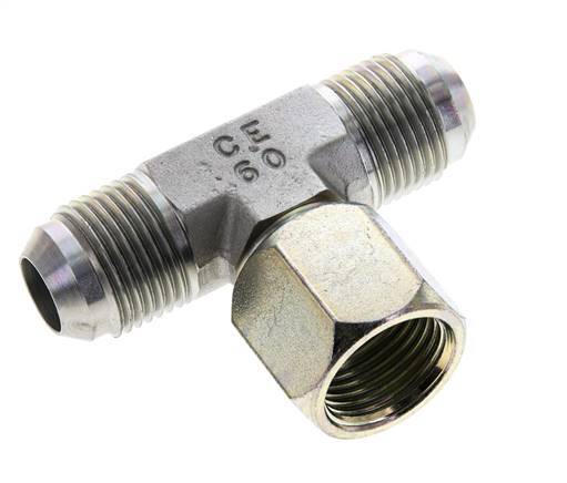 JIC Tee Fitting UNF 7/8''-14 Male x Female Steel 350bar (4917.5psi)