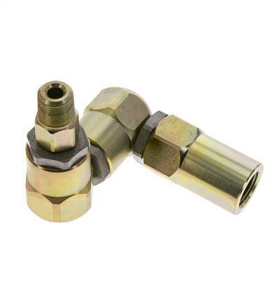 Swivel Joint 3/8'' NPT Male x Rp1/2'' Female Z-shape Steel PTFE 350bar (4917.5psi)