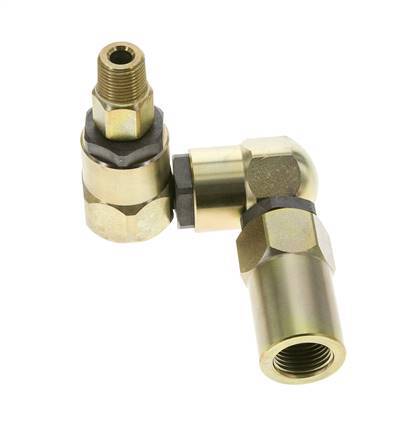 Swivel Joint 3/8'' NPT Male x 1/2'' NPT Female Z-shape Steel FKM 350bar (4917.5psi)