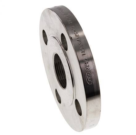 Threaded Flange DN20-PN16 (EN) Rp 3/4'' Stainless Steel 1.4571 EN 1092-1 (type 13)