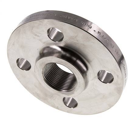 Threaded Flange DN40-PN16 (EN) Rp 1-1/2'' Stainless Steel 1.4571 EN 1092-1 (type 13)