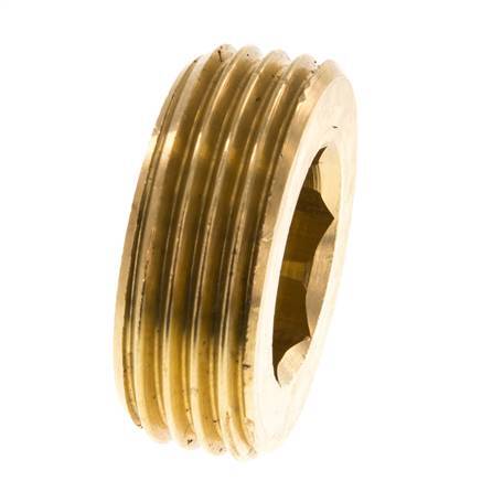 1'' Brass Closing plug with Inner Hex without collar 16 Bar