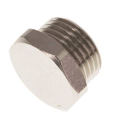 G 1/2'' Nickel plated Brass Closing plug with Outer Hex 16 Bar [2 Pieces]