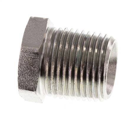 3/8'' NPT Male Zinc plated Steel Closing plug with Outer Hex 210 Bar [2 Pieces]