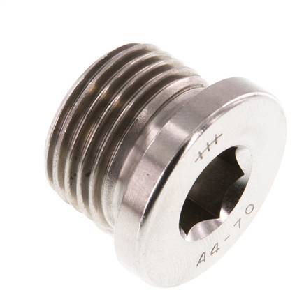 G 1/2'' Stainless steel Closing plug with Inner Hex 40 Bar
