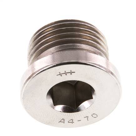 G 1/2'' Stainless steel Closing plug with Inner Hex 40 Bar