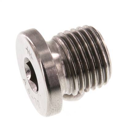 G 1/4'' Stainless steel Closing plug with Inner Hex 40 Bar