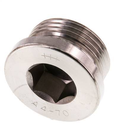 G 1'' Stainless steel Closing plug with Inner Hex 40 Bar