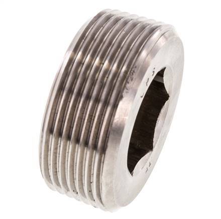 1 1/2'' Stainless steel Closing plug with Inner Hex without collar 40 Bar