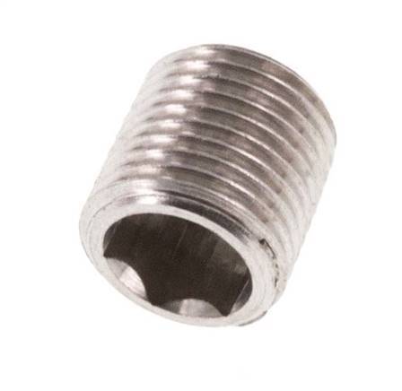 M8x0.75 Stainless steel Closing plug with Inner Hex without collar (conical) 40 Bar