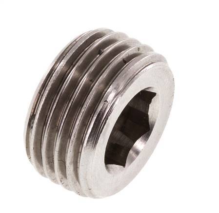 G 1/2'' Stainless steel Closing plug with Inner Hex without collar 40 Bar