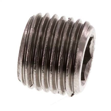 G 1/4'' Stainless steel Closing plug with Inner Hex without collar 40 Bar