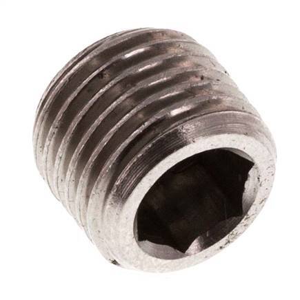 G 1/4'' Stainless steel Closing plug with Inner Hex without collar 40 Bar