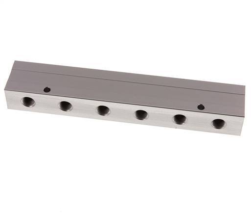 2xG 1/2'' x 12xG 1/4'' Aluminium Distributor Block Double-sided 16 Bar