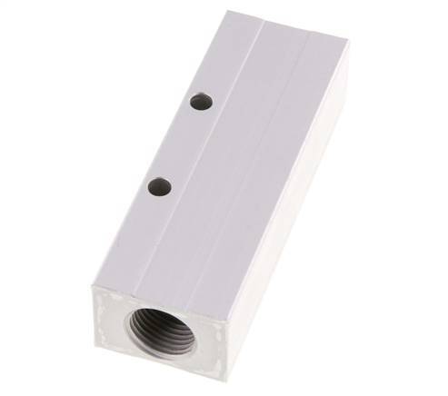 2xG 1/2'' x 3xG 1/4'' Aluminium Distributor Block One-sided 16 Bar