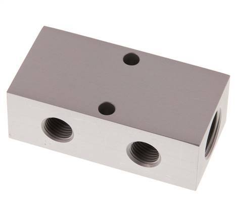 2xG 1/2'' x 4xG 1/4'' Aluminium Distributor Block Double-sided 16 Bar
