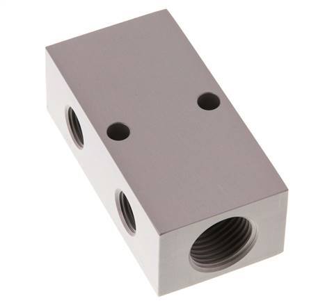 2xG 1/2'' x 4xG 1/4'' Aluminium Distributor Block Double-sided 16 Bar