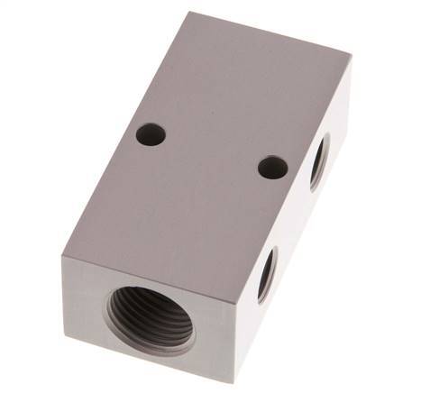 2xG 1/2'' x 4xG 1/4'' Aluminium Distributor Block Double-sided 16 Bar