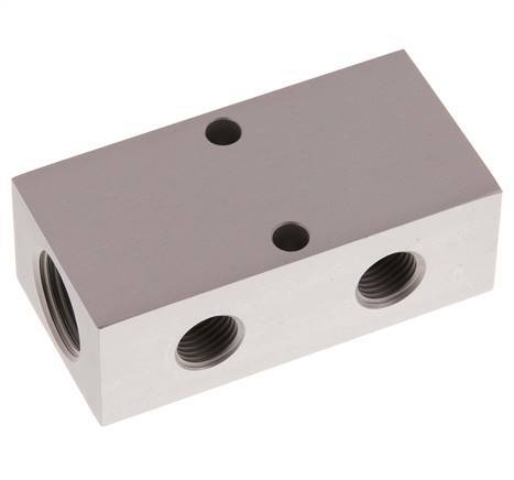 2xG 1/2'' x 4xG 1/4'' Aluminium Distributor Block Double-sided 16 Bar