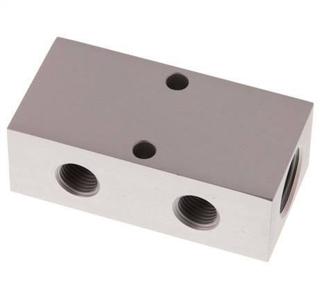 2xG 1/2'' x 4xG 1/4'' Aluminium Distributor Block Double-sided 16 Bar